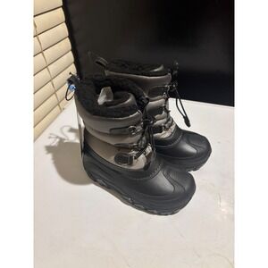 Member's Mark Kids Snow Boots Black Grey Faux Fur Lined Cold Rated Size 13/1 NEW